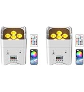 DazzlingStage 9600mAh Wireless Uplights, 6x18W RGBWA UV Stage Lights, APP/DMX512 Controlled Par L...