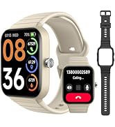 SKG Smart Watch for Women Men (Answer/Make Call), Alexa Built-in, Extra Black Band, IP68 Smartwat...
