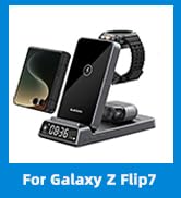 Wireless Charger for Samsung Charging Station with Clock for Samsung Galaxy Z Flip7/Bud, Watch Ch...