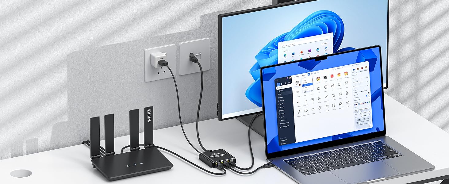 Ethernet Splitter 1 to 3 No need to restart your computer, Ethernet switch adapter is plug and play