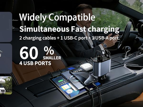 Universal Compatibility: 12V-24V Cars &amp;amp; All Mobile Phones