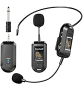 Depusheng 2.4G Wireless Microphone Headset,Lavalier and Handheld Mic 160ft Range,with 1/8''&1/4''...