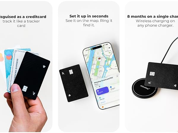 Rechargeable wallet tracker card with smart tracking technology for finding lost wallets