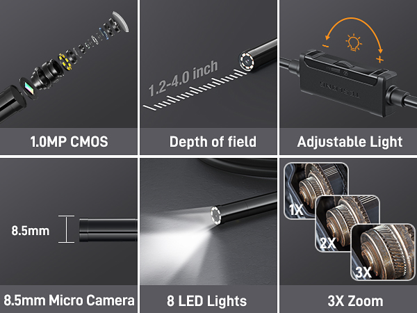 endoscope camera with light