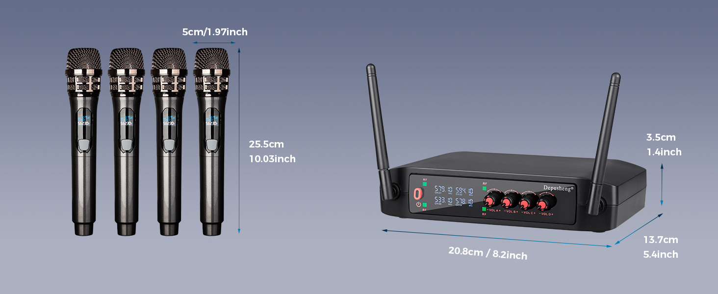 Wireless Microphone, Professional 4 Channels