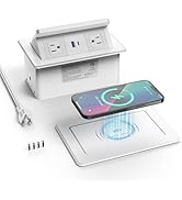 QBA Pop up Power Outlet with 15W Wireless Charger, Recessed Power Strip with USB-C PD 20W, 2 Outl...