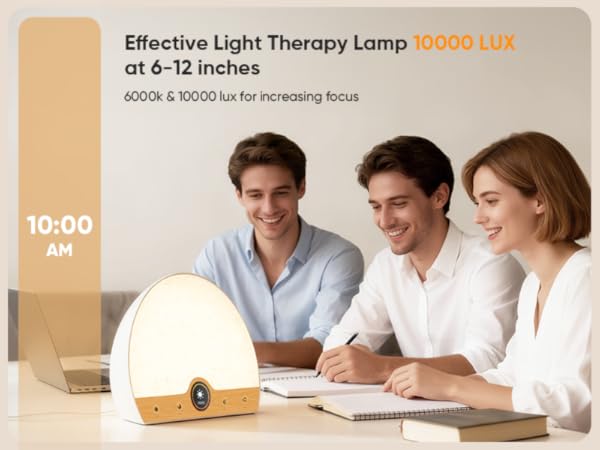 Light Therapy Lamp and Sunrise Alarm Clock 2-in-1, 10000 Lux Happy Therapy