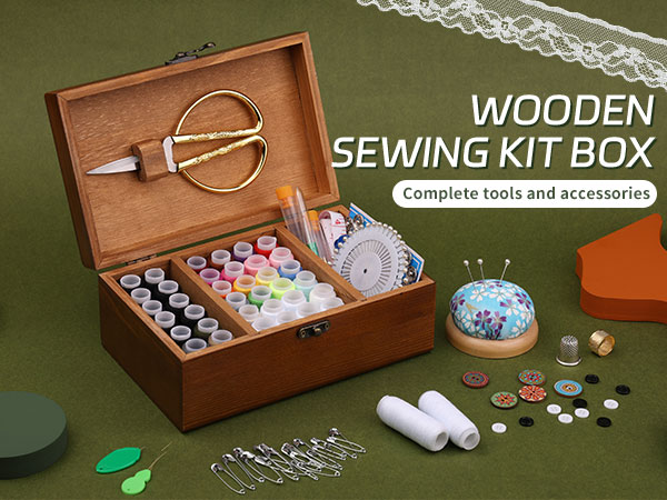 Wooden Sewing Kit Box