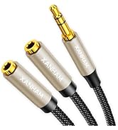 XANHAM 3.5mm Audio Stereo Y Splitter TRS Aux 1/8 Inch Mini Jack Extension 1 in 2 Out Adapter Cabl...