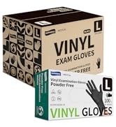 Supmedic Vinyl Disposable Exam Gloves, Black 4 Mil Powder-Free Latex-Free Medical Food-Safe Cooki...