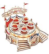 Wowood Model Kits 3D Puzzles for Adults, Rotating Spinning Teacup Mechanical Music Box with LED L...
