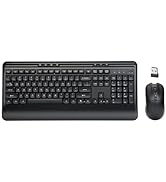 Wireless Keyboard and Mouse - Quiet Keyboard and Mouse Wireless Combo, 2.4G Full-Sized Ergonomic ...