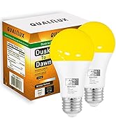 Qualilux Dusk to Dawn Bug Light Bulbs Outdoor, 1900K Amber Yellow, 600 Lumen, LED 9.5W, A19 E26, ...