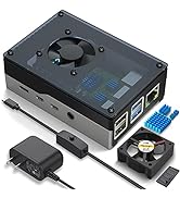 Miuzei Case for Raspberry Pi 4, Raspberry Pi 4b Case with Fan 35mm, with 5V 3A Power Supply, 4 pc...