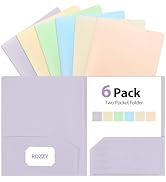 Plastic Folders with Pockets, 6 Pack Document Folders with Business Card Slot, 2 Pocket Folders B...
