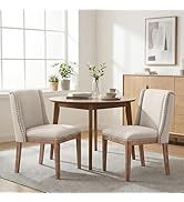 MALOL Dining Chair Set of 2, Fabric Upholstered Kitchen Side Chairs with Wooden Legs for Kitchen ...