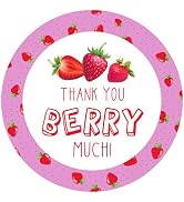 joycraft 120Pcs Strawberry Thank You Stickers, 2 Inch Thank You Berry Much Stickers, Party Favor ...