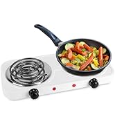 Portable Double Burner Electric Coil Heating Hot Plate Stove Countertop RV Hotplate Temperature C...