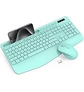 Wireless Keyboard and Mouse Combo - Full-Sized Ergonomic Keyboard with Wrist Rest, Phone Holder, ...