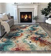 AQQA Modern Abstract 6x9 Area Rug for Living Room, Washable Living Room Rug for Bedroom Low Pile ...