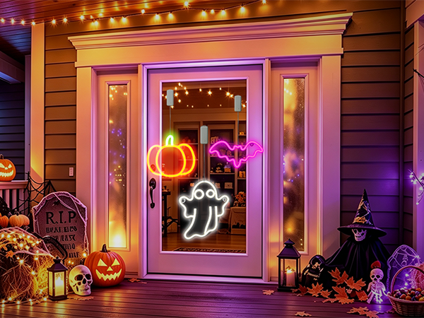 Halloween Window Decor Neon Lights