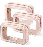 YOPCDJ 3PCS Clear Toiletry Bag,TSA Approved Travel Pouch with Zipper for Cosmetics and Toiletries...