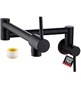 KES Pot Filler Folding Kitchen Faucet Brass Double Joint Swing Arm Sink Faucet Articulating Wall ...