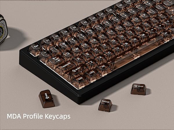 Coffee Clear keycaps,Transparent MDA key caps Ceramic Jelly Set,Shine Through keycaps keys caps