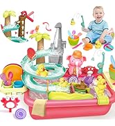VATOS Electric Faucet Manual Pump 2 in 1 Play Sink with Running Water, Duck Slide Water Table Kit...