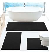 ACCUMTEK Memory Foam Waffle Bath Mat Set 3 Piece, Ultra-Max Soft Bathroom Rug, Super Non-Slip PVC...