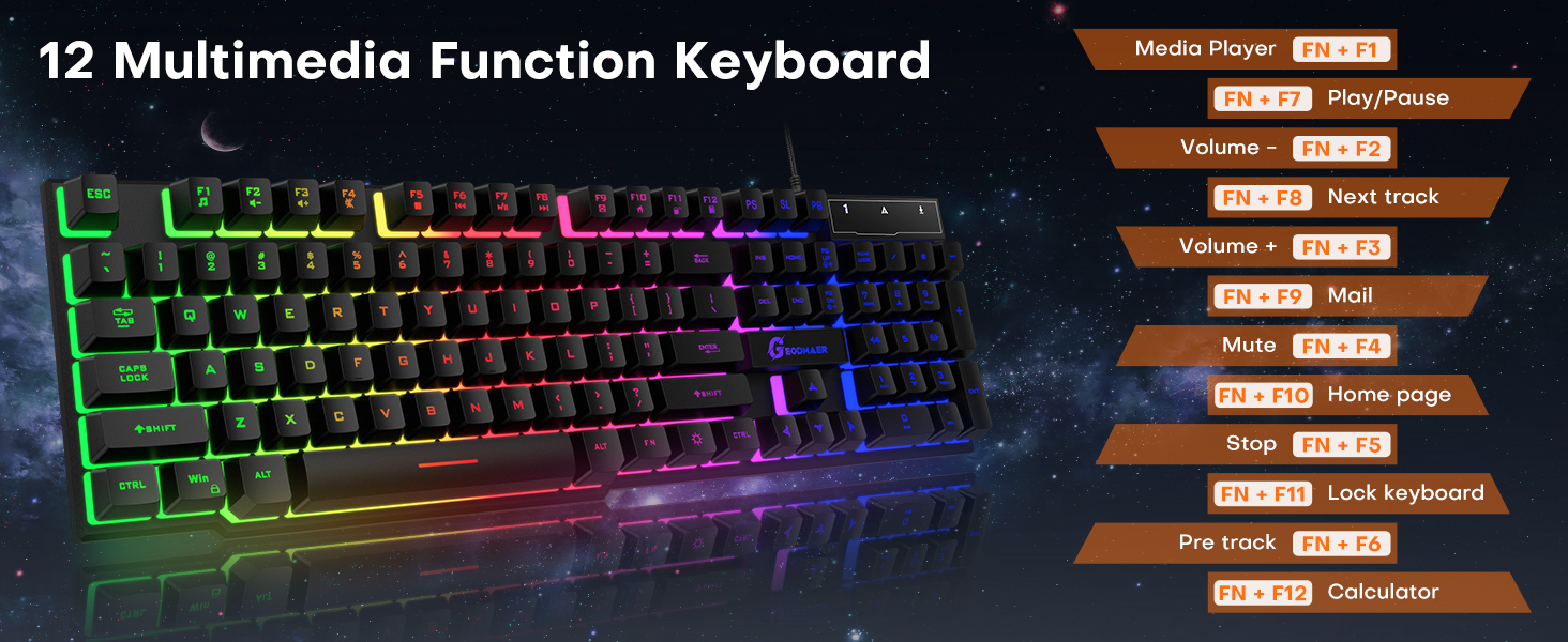 104 wired gaming keyboard