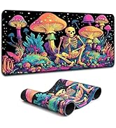 Simpkeely Large Gaming Mouse Pad XL - Blacklight Skull Mushroom Desk Mat, 31.5 x 11.8 Inch Extend...