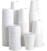 JOLLY PARTY [100 Pack] 12 oz Paper Coffee Cups, Disposable Paper Coffee Cup with Lids, Hot/Cold B...