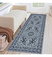 KUTA Vintage Washable Runner Rug, 2x6 Navy Blue Runners for Hallways Non-Slip Kitchen Rugs Ultra ...