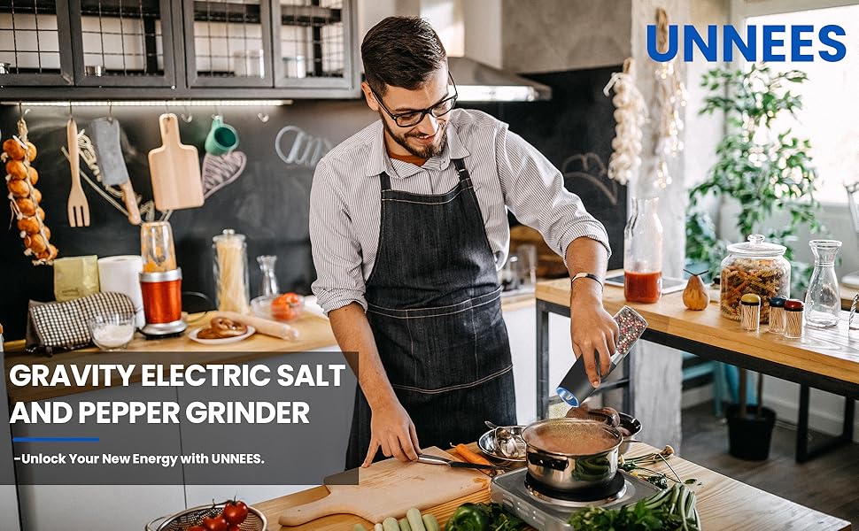 UNNEES Gravity Electric Pepper And Salt Grinder Set