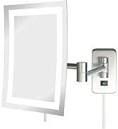 JERDON Lighted Wall-Mount Makeup Mirror - 5X - Nickel - JRT710NL | 6.5" x 9" Rectangular Frame, L...