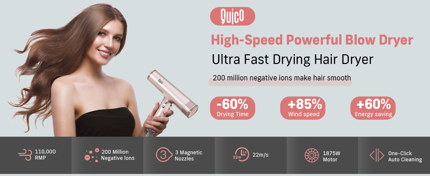 Professional Hair Dryer with High-Speed Drying and Quiet Operation