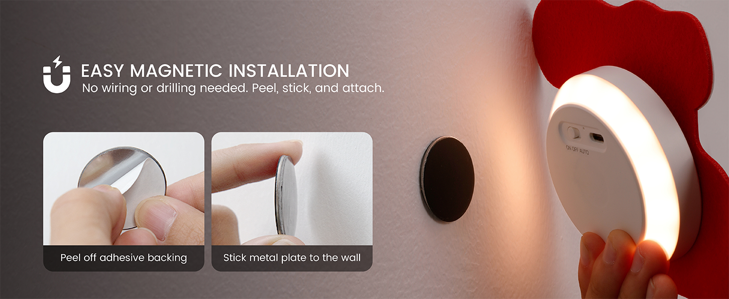 EASY MAGNETIC INSTALLATION, Christmas Stocking Motion Sensor Night Light,Stick-on Anywhere