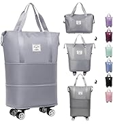 Luxhe Expandable Foldable Duffle Bag with Wheels | Detachable Rolling Wheels &amp; Handle | Lightweig...