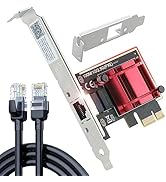 Ubit 2.5GB PCIe Network Card with 1m(39’’) RJ45 Ethernet Patch Cable – PCIe to 2.5 Gigabit Ethern...