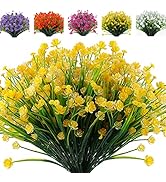 Artificial Flower Outdoor, 12 Bundles Plastic Flowers Outdoor Artificial Flowers Fake Flowers for...