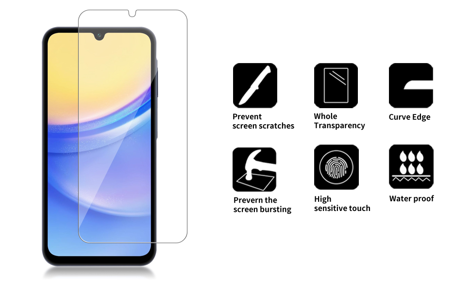 iCsapr [4 Pack] Glass Screen Protector Compatible for Samsung Galaxy A15 5G 6.5 Inches