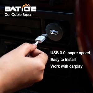 BATIGE - SINGLE PORT USB 3.0 CAR MOUNT FLUSH CABLE