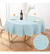 AUSSPVOCT Textured Tablecloth Round 60 Inch Waterproof Spill-Proof Wipeable Table Cloth Wrinkle F...