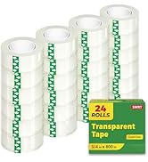 SWRT Tape, 24 Rolls Clear Tape Refills for Dispenser, Transparent Tape, 3/4 in x 800 in Tape Roll...