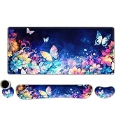 DINKY Keyboard Mouse Pad Set, Large Gaming Mousepad + Memory Foam Ergonomic Keyboard Wrist Rest S...