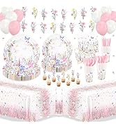 195pcs Spring Wildflower Party Decorations with Banner Balloons, Wildflower Party Supplies for 24...