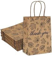 AnyDesign 12 Pcs Fall Leaves Thank You Gift Bags with Handle Autumn Kraft Paper Bag Maple Leaves ...