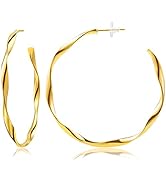 DEARMAY Sterling Silver/Gold Filled Hoop Earrings for Women, Statement Twisted Heart Earrings Hyp...