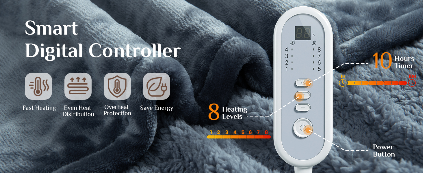soft heated blanket full size, washable sherpa heated blanket, cozy gift for bed and couch